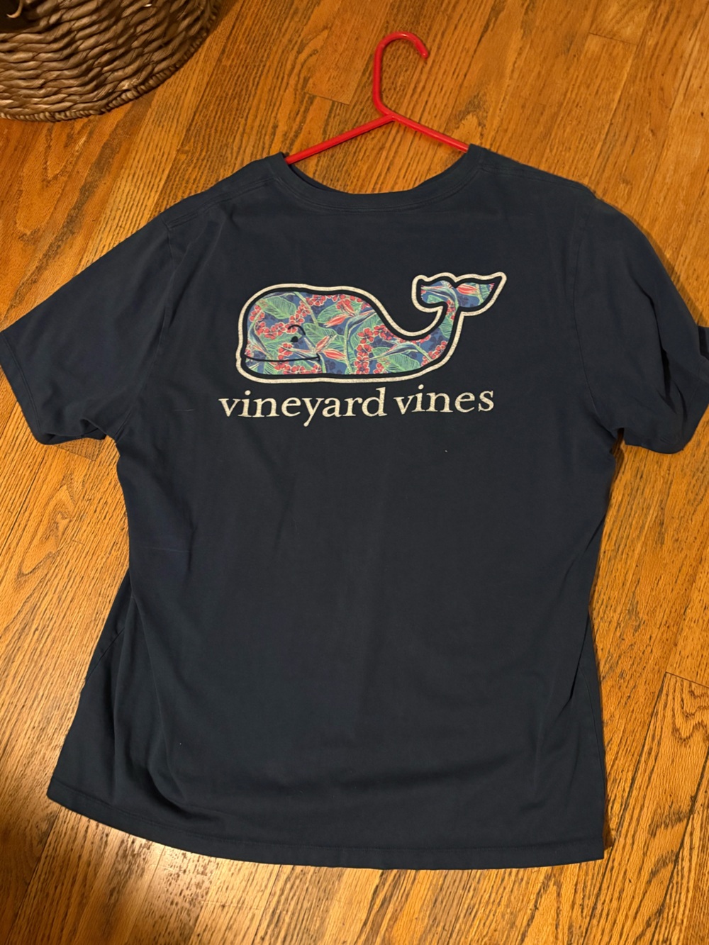 Vineyard Vines Navy Short-Sleeve Whale Tee with Floral Logo